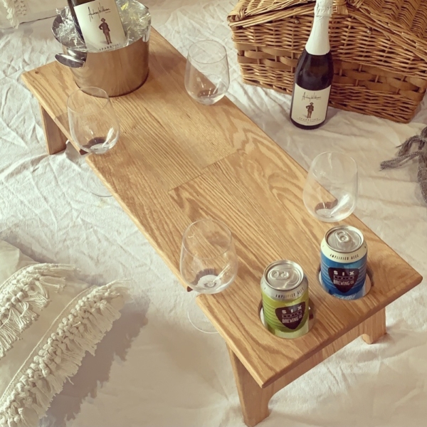 picnic table with ice bucket